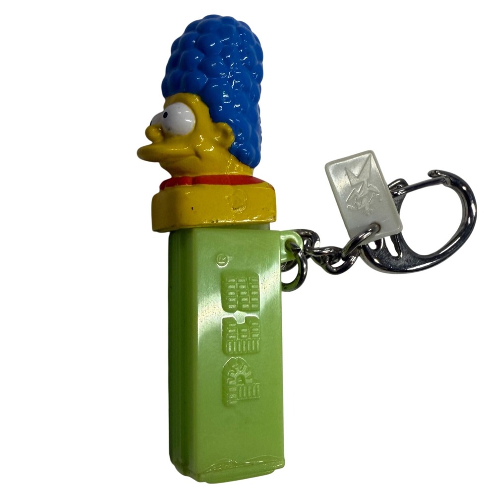 Vintage Marge Simpson PEZ Keychain Dispenser The Simpsons Lime Green Fox Logo
